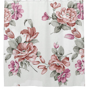 Vintage Chic  Shabby Girly Flowers Shower Curtain