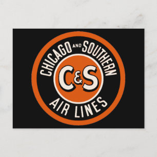 Vintage Chicago and Southern Air Lines Postcard