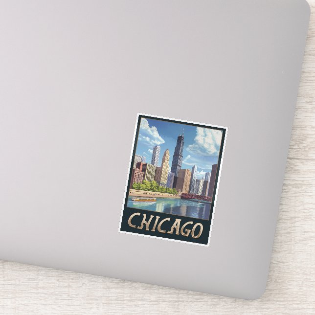 Vintage Chicago City Skyline (Detail)