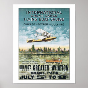 Vintage Chicago Flying Boat Cruse Travel Poster