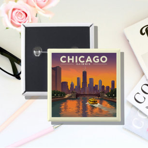 Vintage Chicago Illinois 15 Cm Square Badge