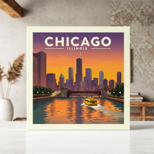  Vintage Chicago Illinois Ceramic Tile