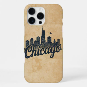 Vintage Chicago Illinois City Skyline Retro Travel iPhone 16 Pro Max Case