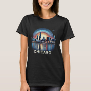 Vintage Chicago Illinois City Skyline Shirt Men Wo