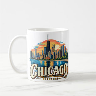 Vintage Chicago Illinois Travel Art Landmark Coffee Mug