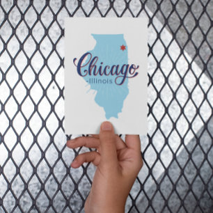 Vintage Chicago Illinois Windy City Map   Postcard