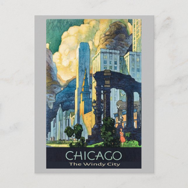Vintage Chicago Illinois Windy City Postcard (Front)