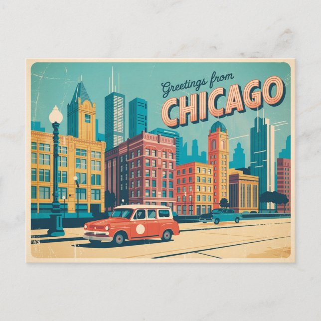 Vintage Chicago Postcard | Greetings from Chicago (Front)