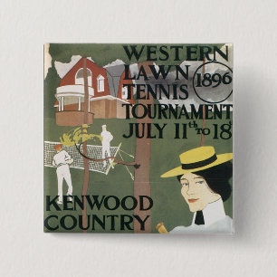 Vintage Chicago Tennis Poster 15 Cm Square Badge
