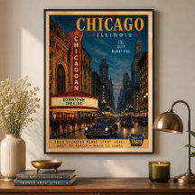 Vintage Chicago Theatre District Travel