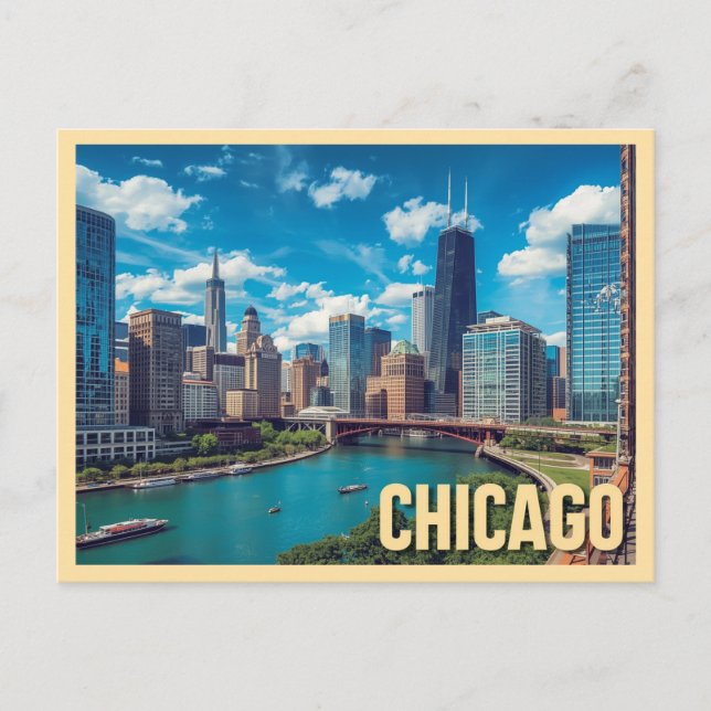 Vintage Chicago Travel Postcard (Front)