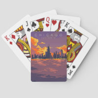 Vintage Chicago Travel Poster Playing Cards