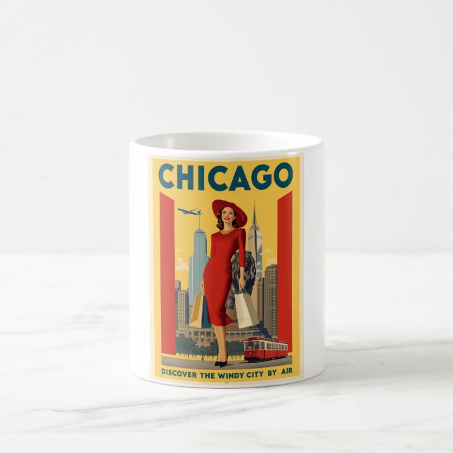 Vintage Chicago Travel Windy City Fashion Coffee Mug (Center)