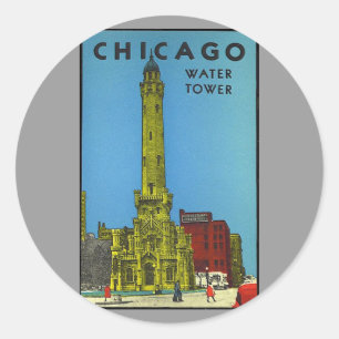 Vintage Chicago Water Tower Classic Round Sticker