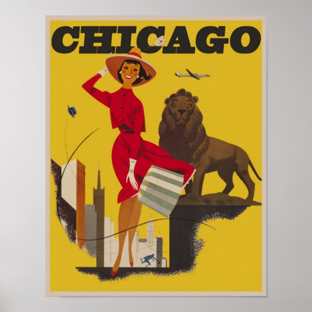 Vintage Chicago Windy City Travel Poster (Front)