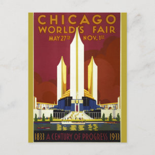 Vintage Chicago World's Fair 1933 Ad Illustration Postcard