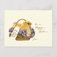 Vintage Chick, Easter Basket and Violets