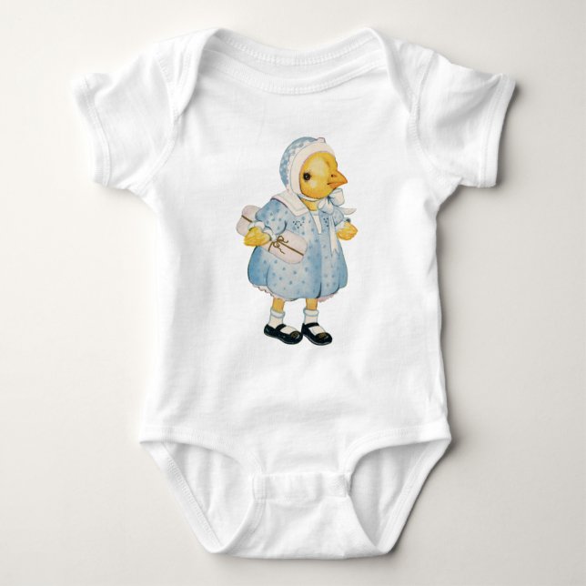 Vintage Chick in a Dress Baby Bodysuit (Front)