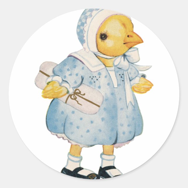Vintage Chick in a Dress Classic Round Sticker (Front)