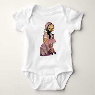 Vintage Chick in a pretty pink dress Baby Bodysuit