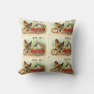 Vintage chick on bicycle cushion