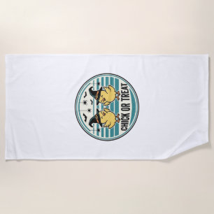 Vintage Chick Or Treat Halloween Chicks Design_1 Beach Towel