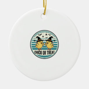 Vintage Chick Or Treat Halloween Chicks Design_1 Ceramic Ornament