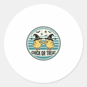 Vintage Chick Or Treat Halloween Chicks Design_1 Classic Round Sticker