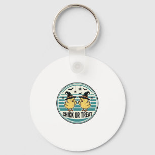 Vintage Chick Or Treat Halloween Chicks Design_1 Key Ring