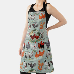 Vintage Chicken Breeds Pattern Apron
