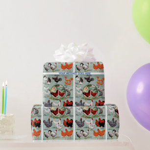 Vintage Chicken Breeds Pattern Wrapping Paper
