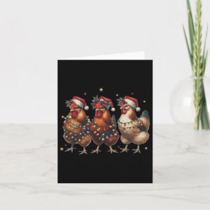 Vintage Chicken Christmas Lights Farm Animal Cute  Card