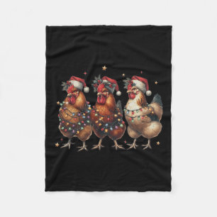 Vintage Chicken Christmas Lights Farm Animal Cute Fleece Blanket