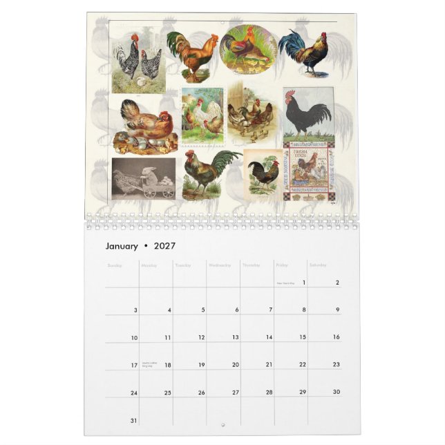 Vintage Chicken Custom Calendar (Jan 2027)