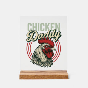 Vintage Chicken Daddy Rooster Shirt Design_1 Acrylic Sign