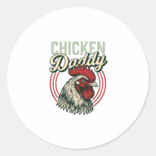 Vintage Chicken Daddy Rooster Shirt Design_1 Classic Round Sticker