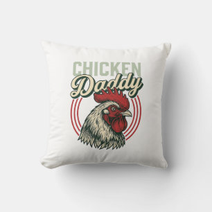 Vintage Chicken Daddy Rooster Shirt Design_1 Cushion