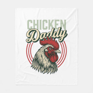 Vintage Chicken Daddy Rooster Shirt Design_1 Fleece Blanket