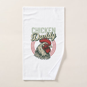 Vintage Chicken Daddy Rooster Shirt Design_1 Hand Towel