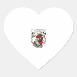 Vintage Chicken Daddy Rooster Shirt Design_1 Heart Sticker