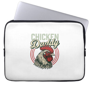 Vintage Chicken Daddy Rooster Shirt Design_1 Laptop Sleeve