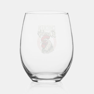 Vintage Chicken Daddy Rooster Shirt Design_1 Stemless Wine Glass