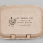 Vintage Chicken Drawing | Family Farm Fresh Eggs Rubber Stamp<br><div class="desc">An excellent personal touch for all your egg carton packaging! This rectangular stamp features a wonderful, hand-drawn hen with your farm name and "hand-gathered eggs" underneath. Below that is your slogan or tagline and at the bottom are the words "farmer-owned, laid by happy hens, local, free-range, organic". To change this...</div>