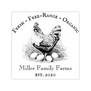 Vintage Chicken Egg Carton Label Self-inking Stamp