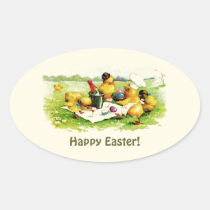 Vintage Chicken Family Easter Gift Stickers