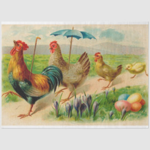 Vintage Chicken Family Easter Holiday Tissue Paper