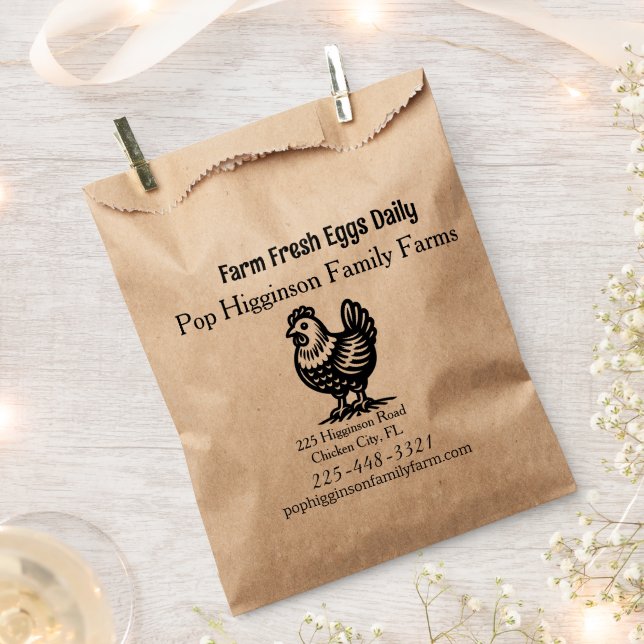  Vintage Chicken Farm Favour Bag (Clipped)