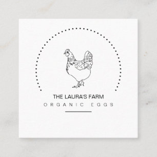 Vintage Chicken Farm Hen Line Art Business Card