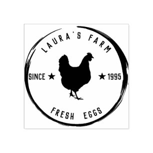 Vintage Chicken Farm Personalised Fresh Eggs Cart Rubber Stamp