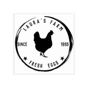 Vintage Chicken Farm Personalised Fresh Eggs Cart  Rubber Stamp